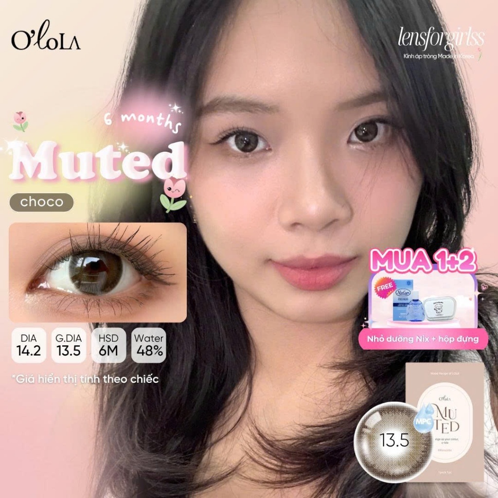 Kính áp tròng 6 tháng LENSFORGIRLSS lens nâu choco tự nhiên giãn tròng Olola Muted Choco Korea