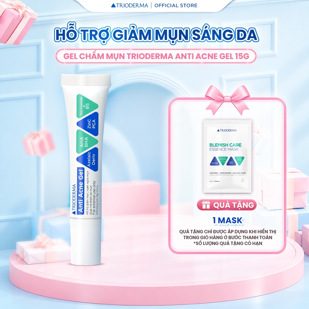Gel Chấm Mụn Trioderma Hỗ Trợ Giảm Mụn, Gom Cồi Và Hỗ Trợ Giảm Thâm Do Mụn Anti Acne Gel 15g