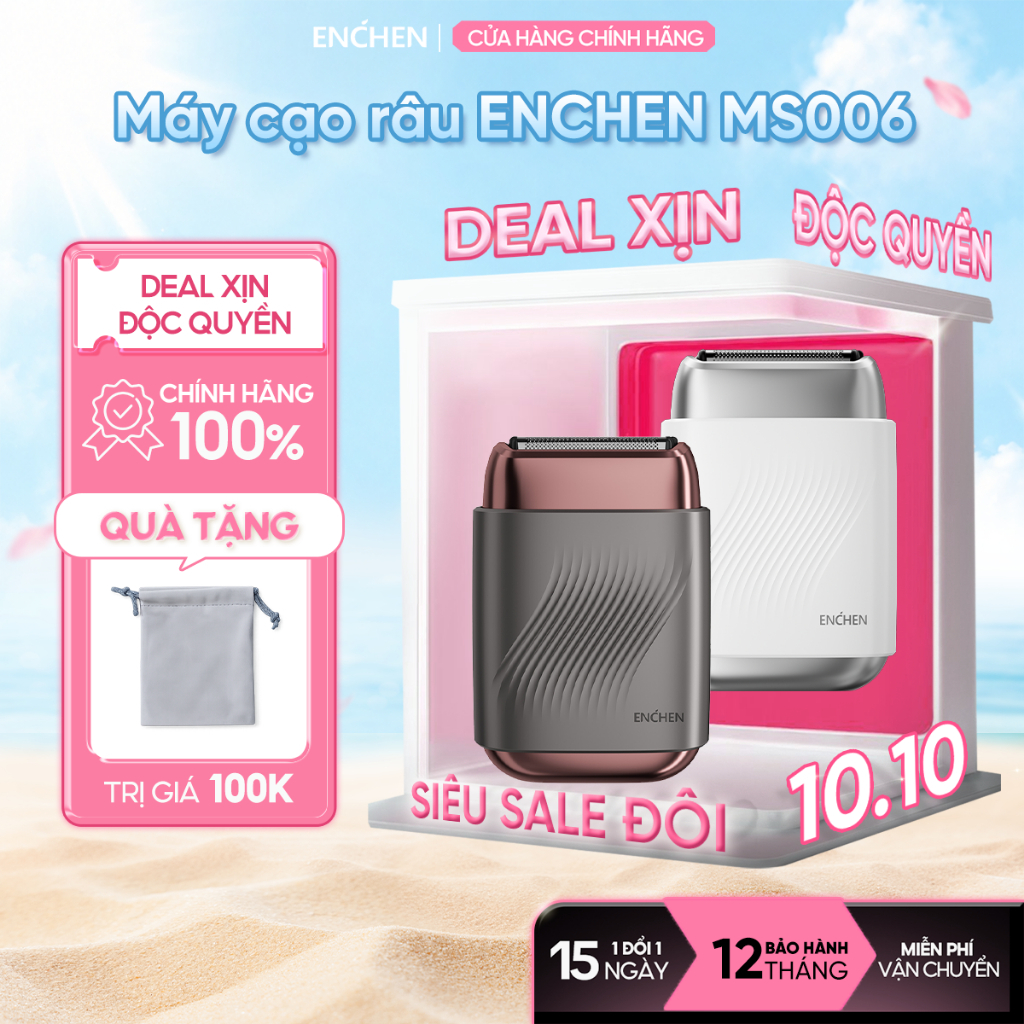 Máy cạo râu Enchen Mini MS006 - đầu cạo nổi từ tính -  lưỡi dao nâng cấp - chống nước toàn thân - BH 12 tháng