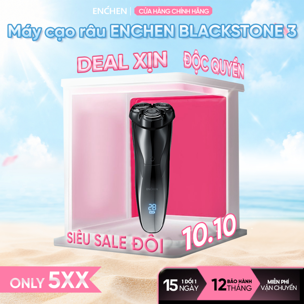 Máy cạo râu Enchen Blackstone 3, máy cạo râu chống nước IPX7, pin sạc, lưỡi dao nổi 3D - BH 12 tháng