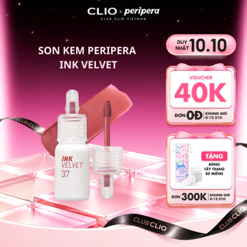 [SALE 10.10] Son Kem Peripera Ink Velvet 4g Kết Cấu Mềm Mịn Không Bết Dính, Đa Dạng Màu Sắc Không Gây Khô Môi
