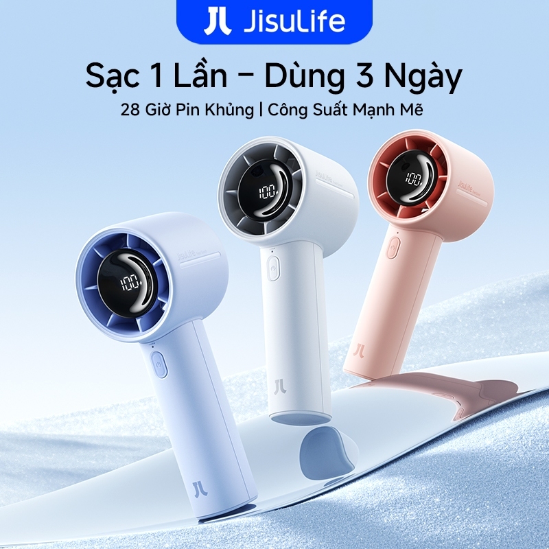 Quạt cầm tay JisuLife 10/10s Mini Dùng 28H Siêu Nhẹ Siêu Nhẹ Gió Mạnh, Cho Học Sinh, Thể Thao, Du Lịch