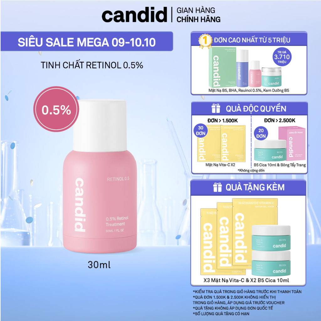 Tinh chất Retinol 0.5% Hỗ Trợ Cải Thiện Nền Da CANDID 0.5% Retinol Treatment 30ml