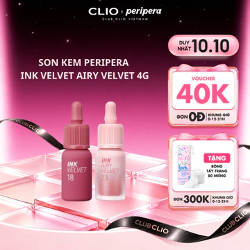 Son Kem Peripera Ink Velvet Airy Velvet 4g Kết Cấu Mềm Mịn, Lâu Trôi Chống Nước Son Hàn Quốc