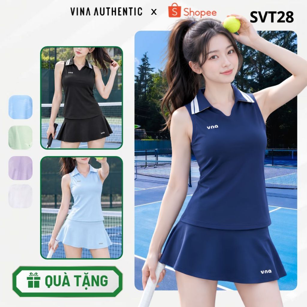 [NEW] Set Váy Thể Thao Nữ Tennis Pickleball Áo Polo Sát Nách Chân Váy Xòe Có Quần Trong Thời Trang Năng Động SVT28