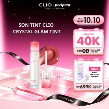 Son Tint Bóng CLIO Crystal Glam Tint 3,4g Kết Cấu Son Nhẹ Bền Màu, Mềm Mịn Trên Môi Hàng Chính Hãng