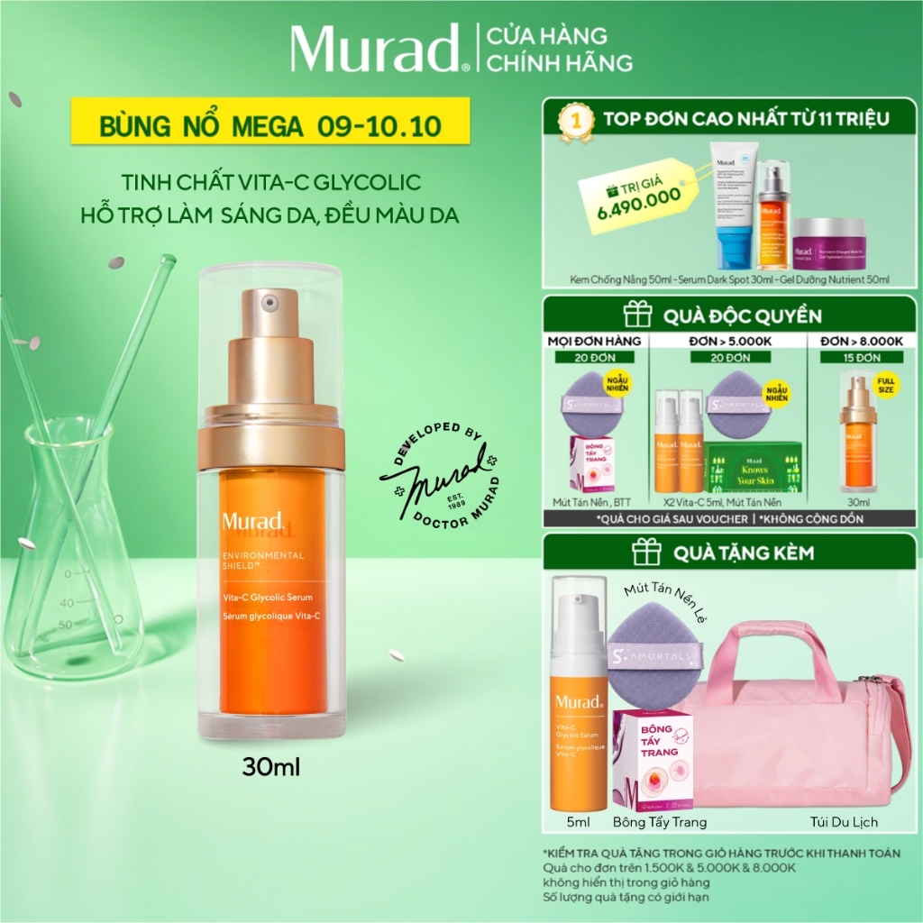 Tinh chất hỗ trợ sáng da, làm đều màu da Murad Vita-C Glycolic Serum 30ml
