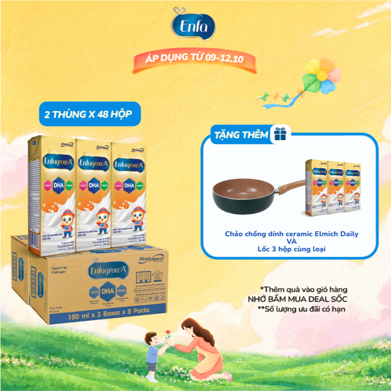 Combo 2 Thùng 24 Hộp Sữa Pha Sẵn Enfagrow A+ 180ml với DHA Hỗ Trợ Phát Triển Não Bộ Cho Trẻ