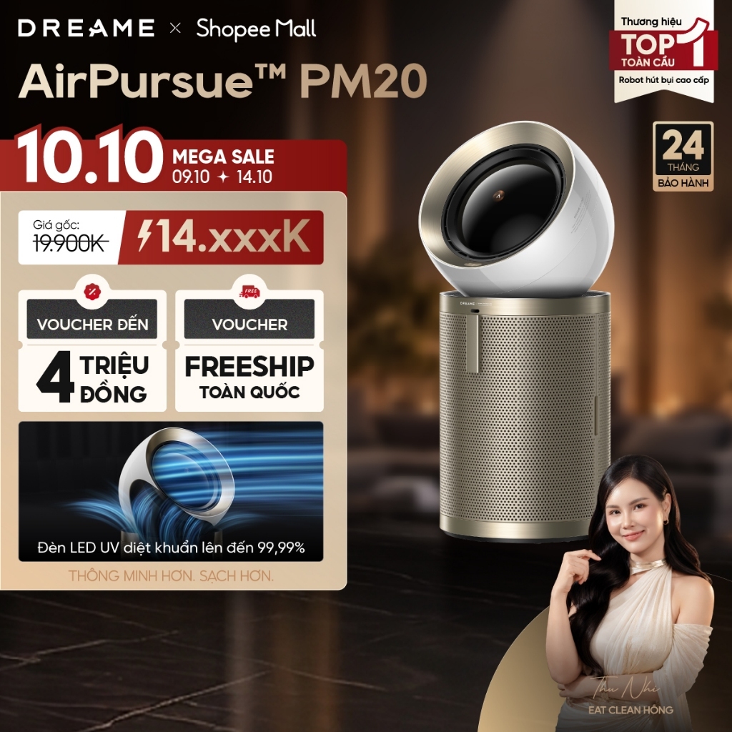 Dreame PM20/PM20 Pro Máy lọc không khí & formaldehyde | Luồng khí điều hoà đến 40℃ | AI nhận diện | BH 24 tháng
