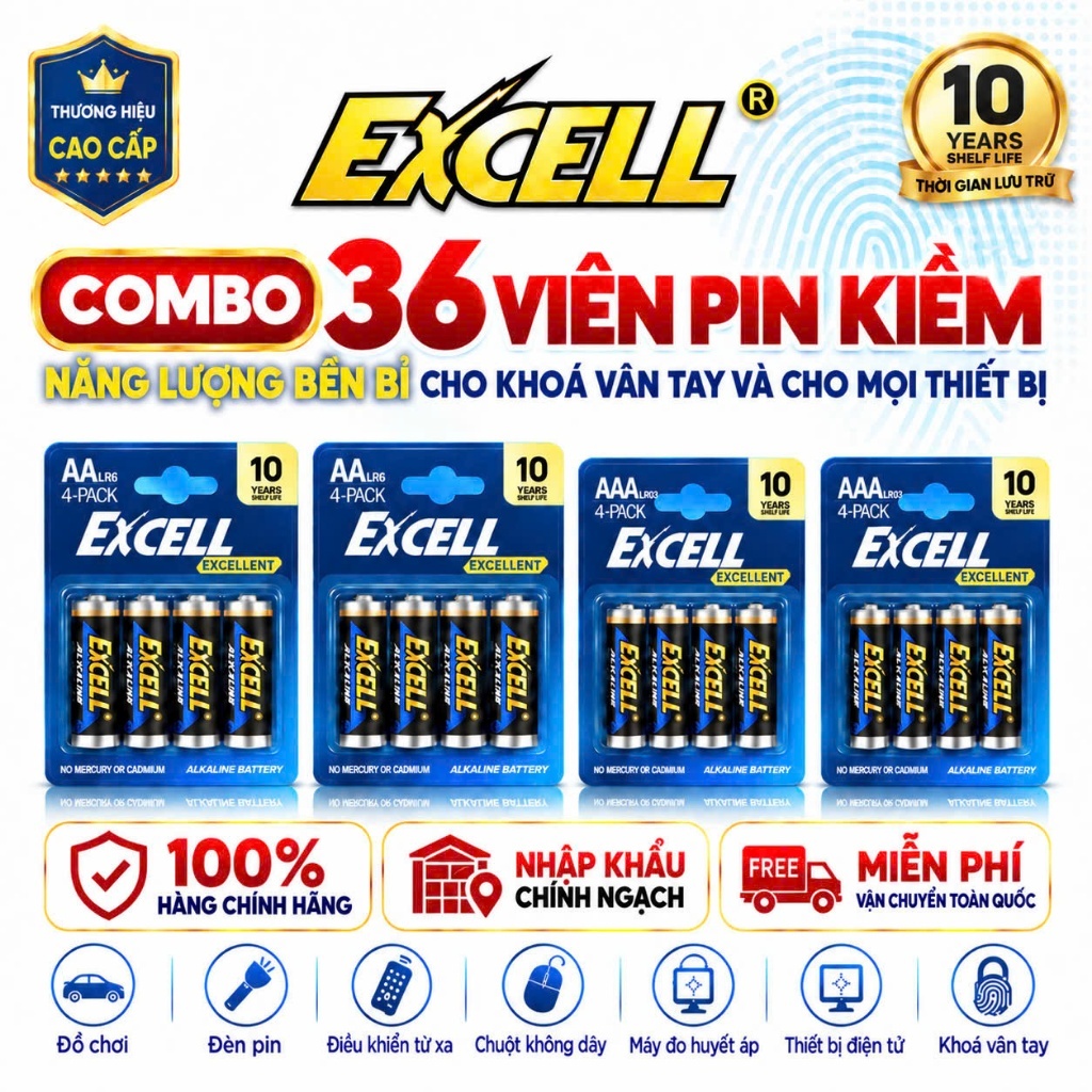 [COMBO 36 VIÊN] Pin Kiềm Excell Cho Khóa Vân Tay và Thiết Bị Điện Tử ...