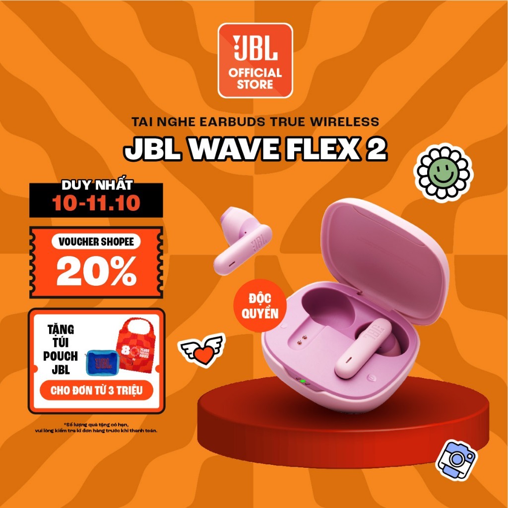 [ĐỘC QUYỀN] Tai Nghe TWS Earbuds JBL WAVE FLEX 2 Chơi Nhạc Tới 40 Giờ Kháng Bụi Nước IP54