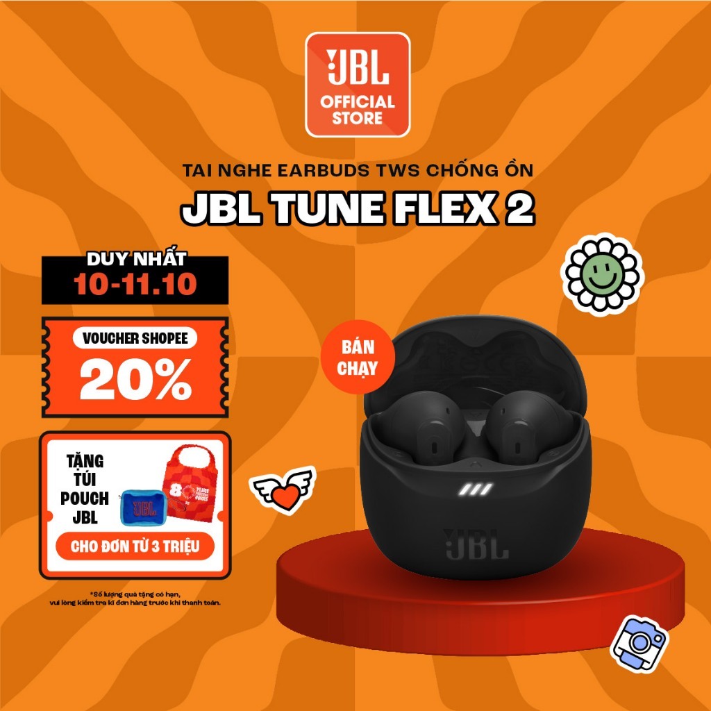 [ĐỘC QUYỀN] Tai nghe Earbuds JBL TUNE FLEX 2 Chống Ồn Chủ Động Chơi Nhạc tới 48h