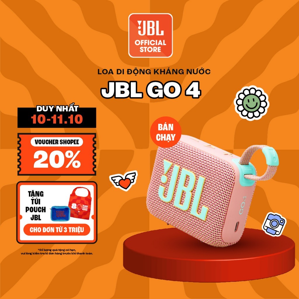 Loa Di Động Bluetooth JBL Go 4 Chơi Nhạc tới 7 Giờ Bluetooth 5.3 Chống Nước IP67 Kết Nối Đa Loa