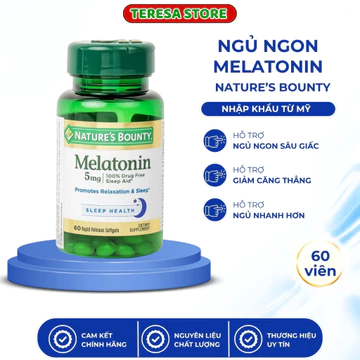 Viên Uống Ngủ Ngon Nature’s Bounty Melatonin 5mg (Hộp 60 Viên) – Nhập Khẩu Mỹ