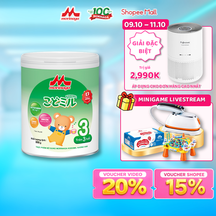 [HCM] Sữa Morinaga Kodomil Số 3 Nhật Bản 800gr Cho Bé Từ 3 Tuổi Chính Hãng