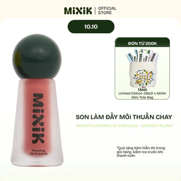 [Mixik Skin] Son bóng thuần chay làm đầy môi có ánh nhũ 4.5g - Mixik Plumping Lip Ampoule Apricot Plump