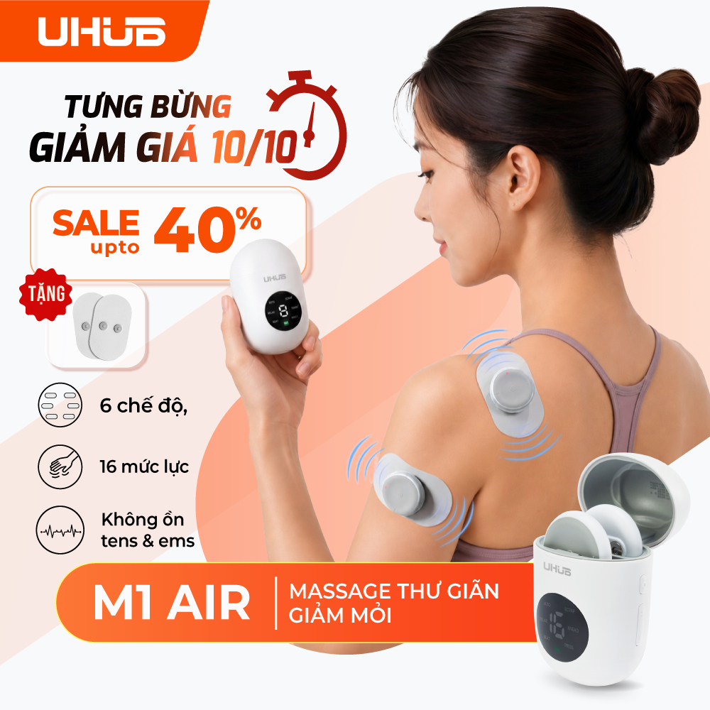 Máy Massage Xung Điện Mini UHUB M1 AIR Kết Hợp TENS Và EMS, Bản Nâng Cấp, Mát Xa Cơ Bắp, 6 Chế Độ, Nhỏ Gọn, Linh Hoạt
