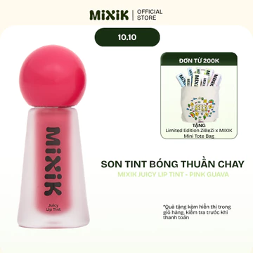 [Mixik Skin] Son tint bóng thuần chay có ánh nhũ bền màu, ẩm mọng và chuẩn sắc 4.5g - Mixik Juicy Lip Tint Pink Guava