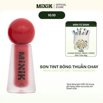 [Mixik Skin] Son tint bóng thuần chay có ánh nhũ bền màu, ẩm mọng và chuẩn sắc 4.5g Mixik Juicy Lip Tint Spiced Sangria