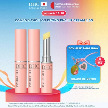 Combo 3 Thỏi Son dưỡng môi DHC Lip Cream dưỡng ẩm, làm mềm môi