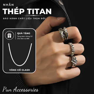 Nhẫn nam set 3 nhẫn hợp kim titan ngôi sao 6 cánh retro phong cách hip hop, Âu Mỹ PUN Store - Nhẫn Tổng Hợp