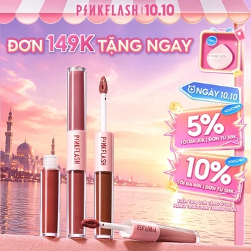 PINKFLASH son môi bộ đôi son môi dạng lỏng matte son môi nhung lip tint nhẹ sắc tố cao kéo dài 2.8g