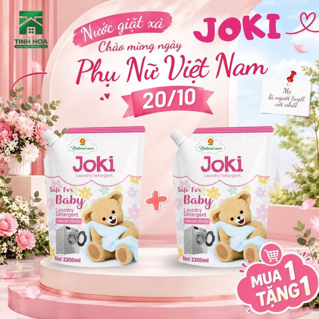 [COMBO TIẾT KIỆM] Nước Giặt Xả JOKI 2.2L Thơm Dịu Nhẹ, Mềm Vải Sạch Khuẩn, An Toàn Cho Mẹ Và Bé