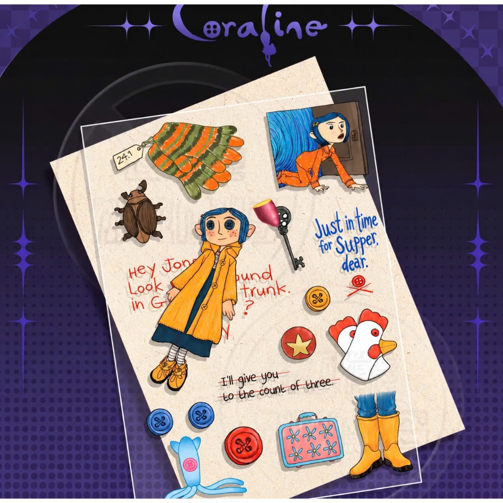 Sticker Nổi 5D Chủ Đề Hoạt Hình, Coraline, Anime , Hirono,  Disney Decor Điện Thoại Laptop - Sandwichphukienxinh