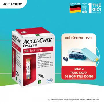 Hộp 25 Que Thử Đường Huyết ACCU-CHEK Performa Dùng Cho Máy Đo Đường Huyết ACCU-CHEK Performa