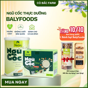 Bột ngũ cốc dinh dưỡng thuần chay Baly Foods, ngũ cốc thực dưỡng cân bằng âm dương - CỎ BẤC FARM