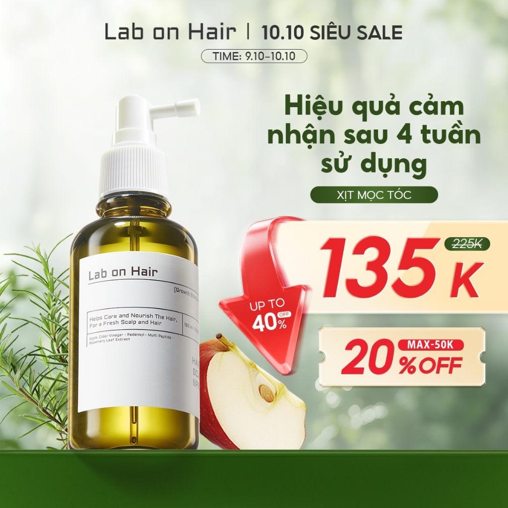 Xịt mọc tóc Lab on Hair 160ml xịt dưỡng tóc với giấm táo Kích thích mọc tóc Rụng Tóc