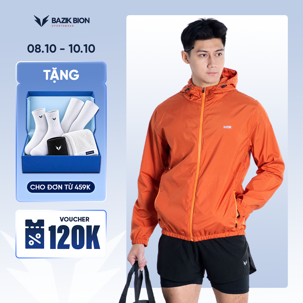 Áo Khoác Gió Chống Nắng Trượt Nước 1 Lớp BAZIK TechDry Thể Thao SIÊU NHẸ, Thoải Mái Vận Động, Đi Làm, Đi Chơi - A32
