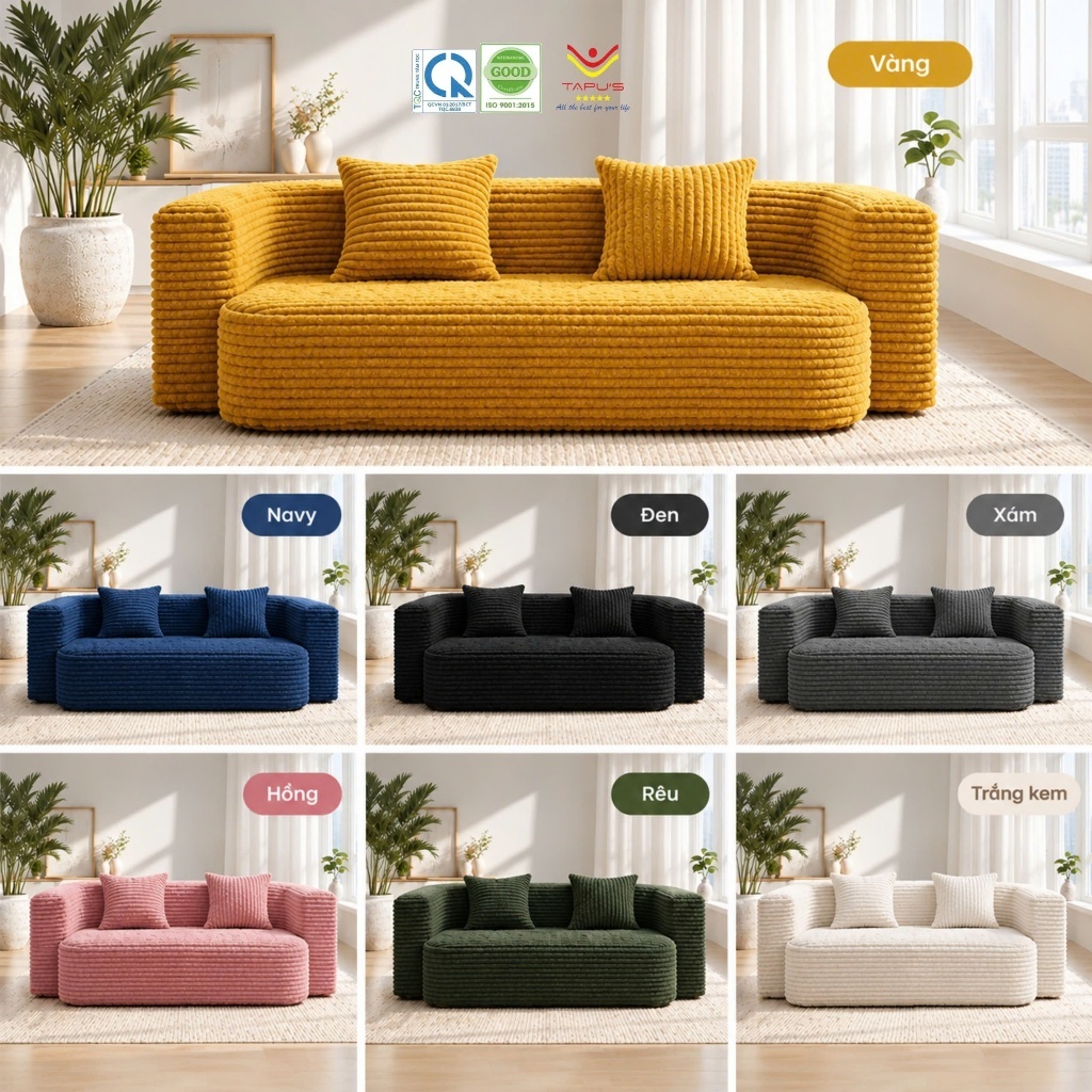 [Deal Sốc] (Tặng Kèm 4 gối) Sofa Giường Đa Năng Tapu's - Sofa Hút Chân Không Gấp Gọn 2 Trong 1 Cao Cấp