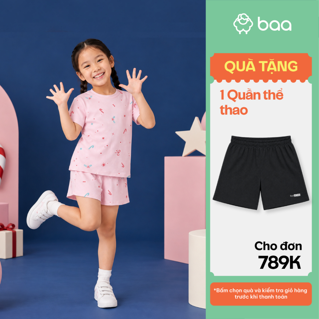 Đồ Bộ Bé Gái Mùa Thu Đông Mặc Nhà Đi Chơi Đi Học Cộc Tay Thun Cotton Thoáng Mát Mềm Mịn 10- 35kg BaaBaby DB06N