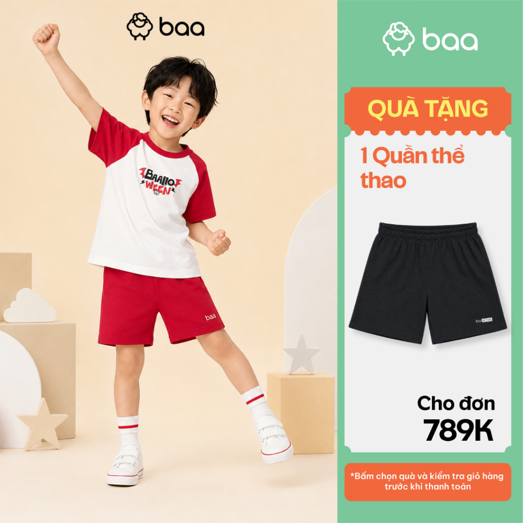 Bộ Quần Áo Cho Bé Trai Thu Đông Đi Học Đi Chơi Cộc Tay Thun Cotton Thoáng Mát Nhẹ Năng Động 1-10 Tuổi Baa Baby DB04N