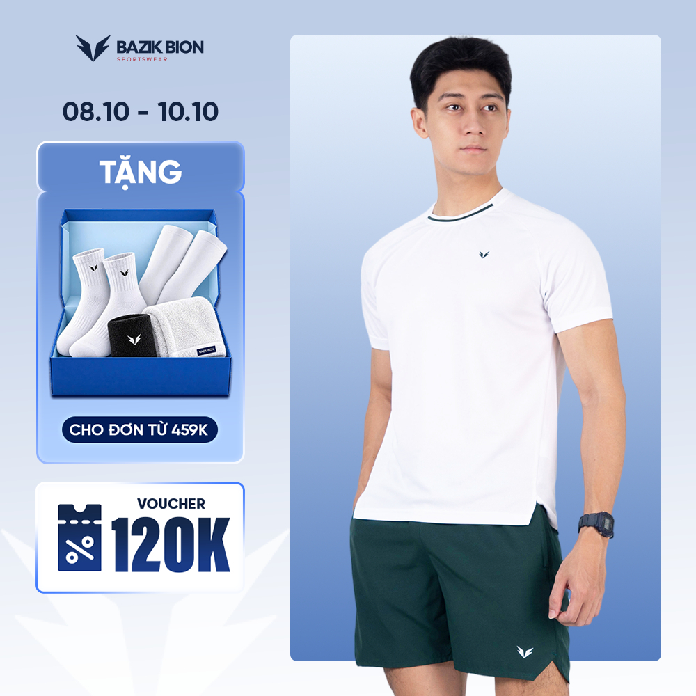 Bộ Quần Áo Thể Thao Pickleball BAZIK Áo Spin 01 Phối Viền Cổ + Quần Short Co Giãn, Thấm Hút, Thoáng Khí - SB14