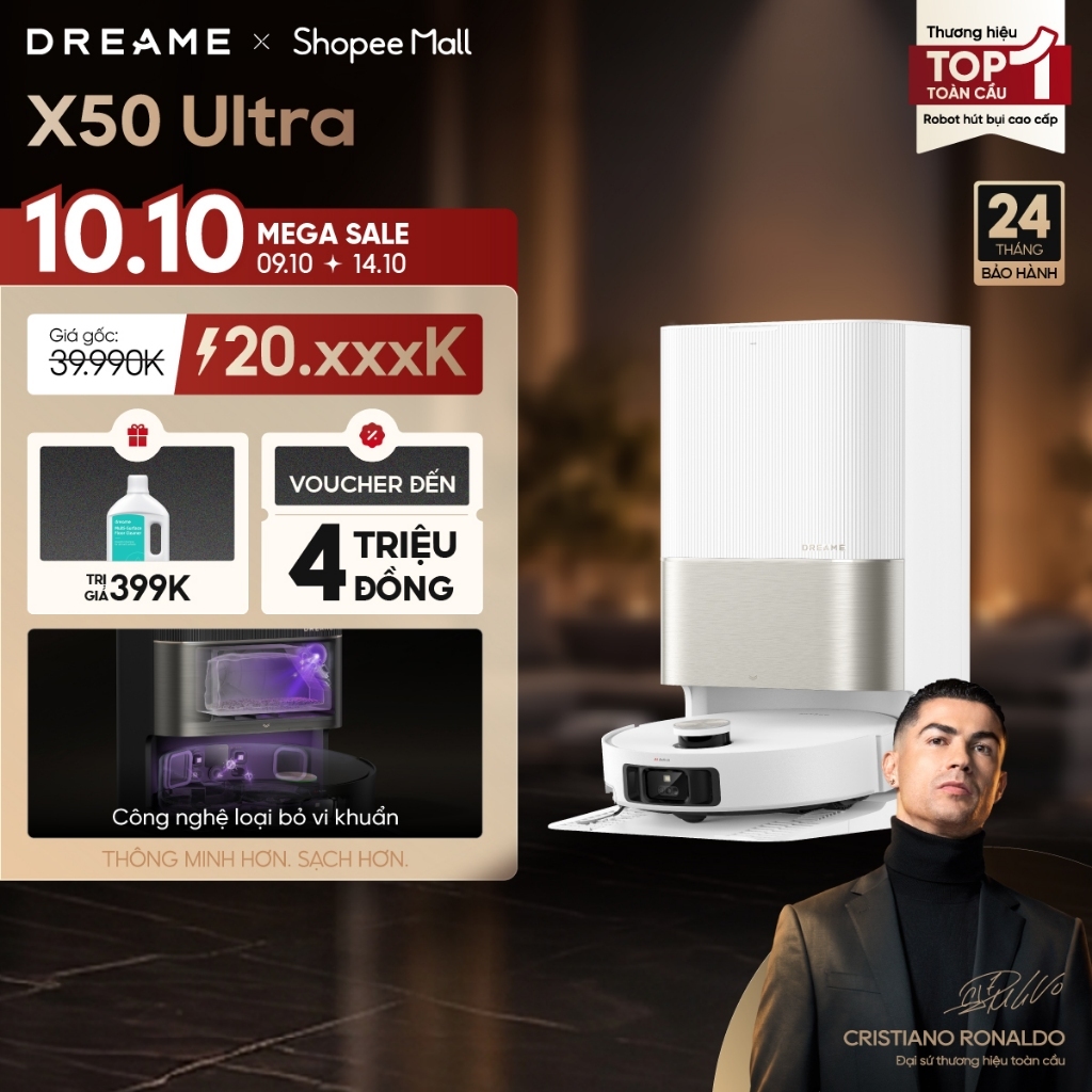 Dreame X50 Ultra/ X50 Pro Ultra Robot hút bụi thông minh | lực hút 20.000Pa | Camera AI tránh vật cản | BH 24 tháng