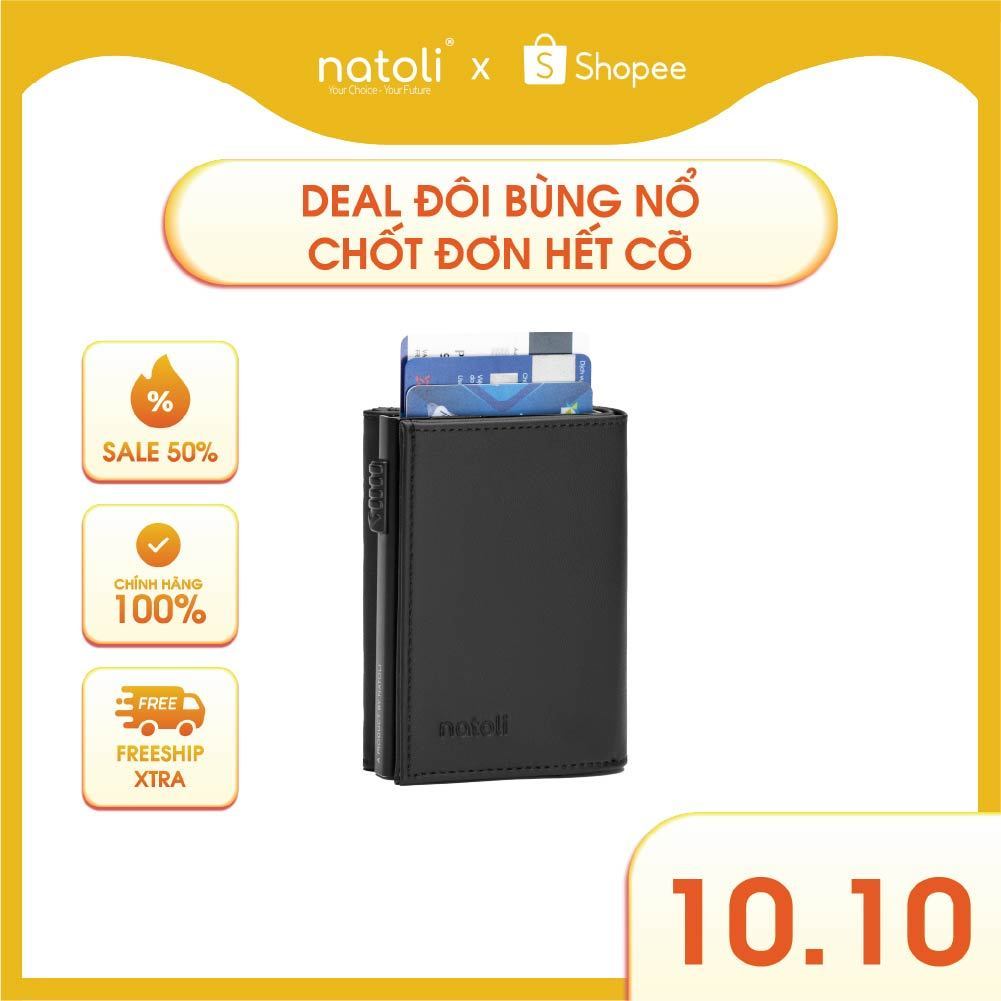 Ví nam nữ mini thông minh thương hiệu Natoli gập 3 đựng thẻ cao cấp - Futuristic Mini Wallet V8