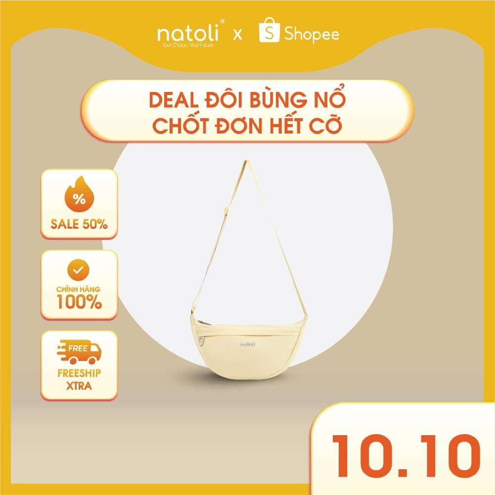 Túi đeo chéo nữ hình bán nguyệt NATOLI túi bánh bao chần bông vải dù nhăn chống nước tốt-Soft Touch Crossbag T26