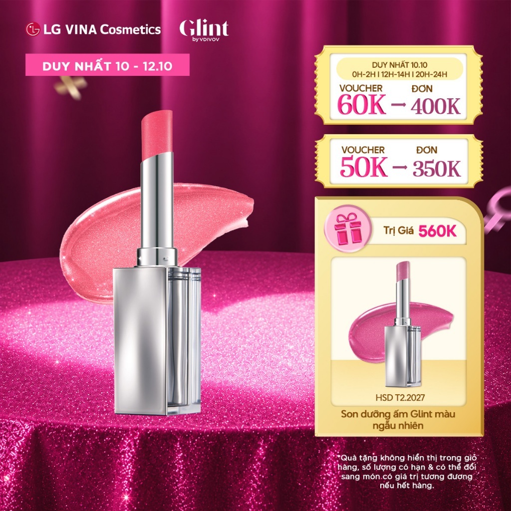 [LG Makeup VN] Son dưỡng môi có màu Glint 3g nguồn gốc thực vật, dưỡng ẩm tạo hiệu ứng căng bóng