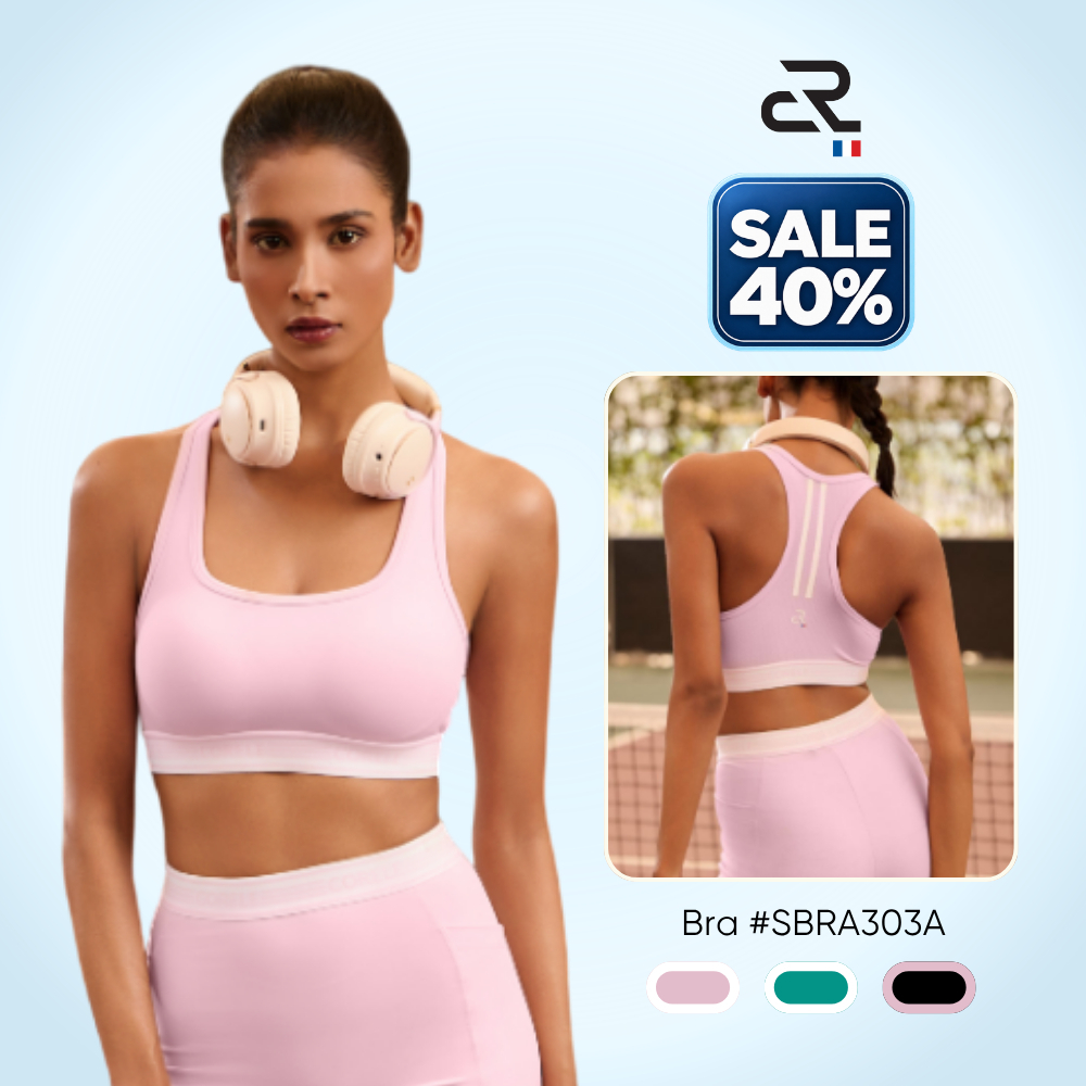 Áo bra thể thao nữ có mút, lưng chữ Y phối lưới vải ASKIN làm mát thoáng khí tập Pickleball Gym Yoga | CORÈLE SBRA303A