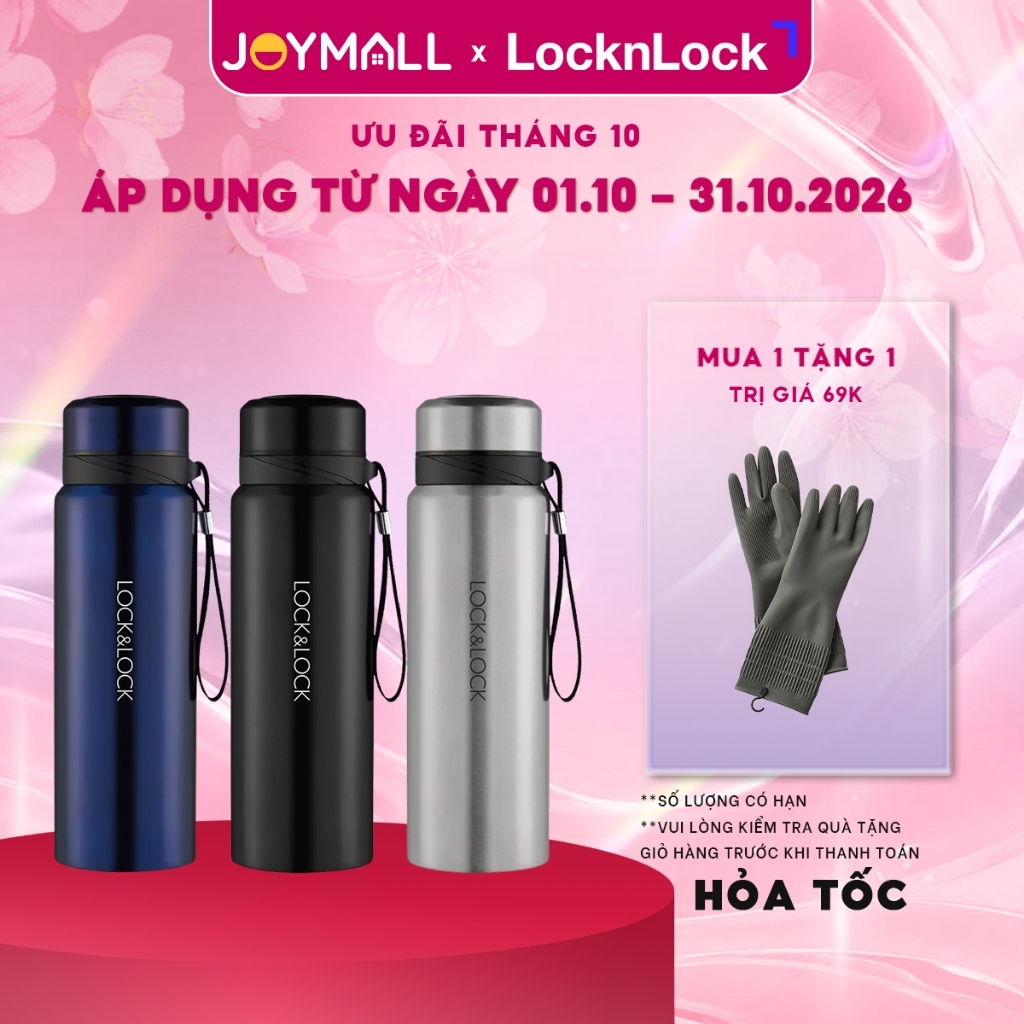 Bình giữ nhiệt LocknLock LHC6180 800ml, Hàng chính hãng, có khay lưới lọc trà, dây - JoyMall