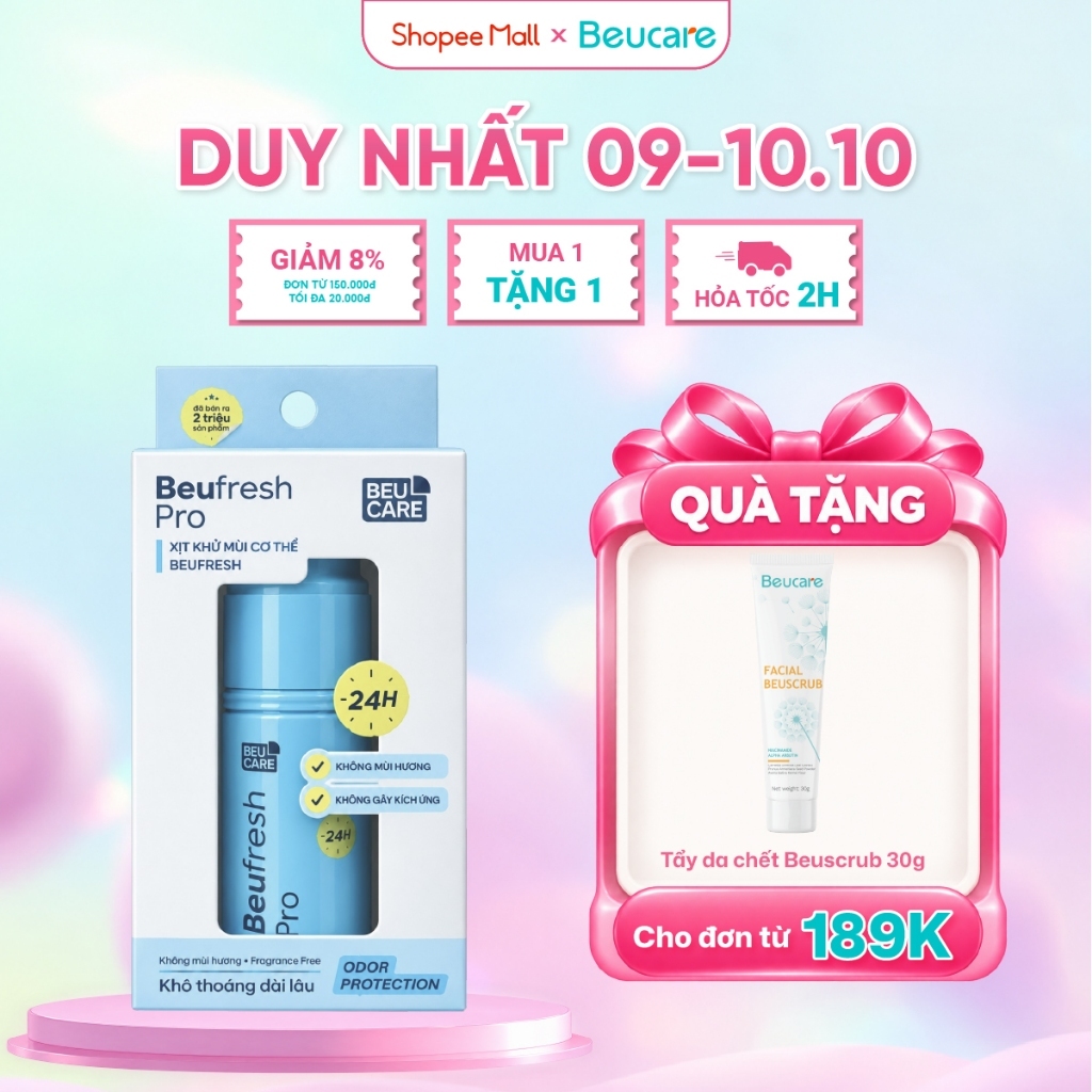 Xịt khử mùi toàn thân, lăn khử mùi BEUFRESH ngăn tiết mồ hôi, hạn chế mùi cơ thể 30ml