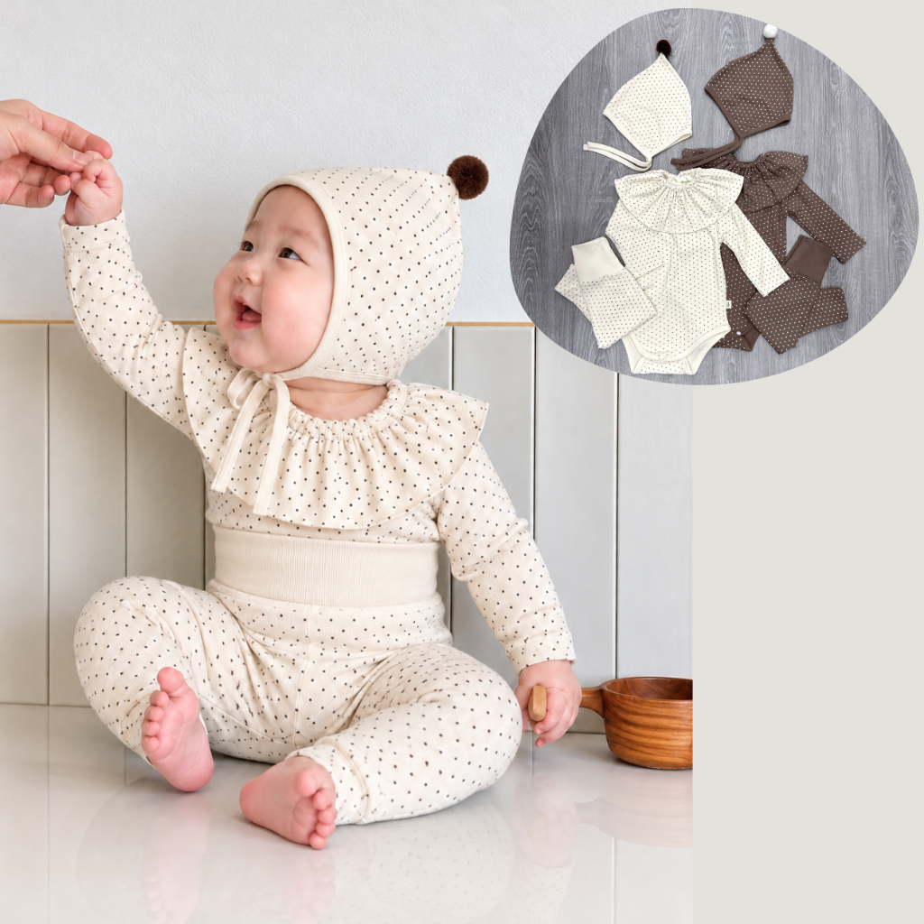 Set Body Dài Tay CHẤM BI Kèm Quần Cạp Cao Không Chun Cho Bé - B.TĐ19