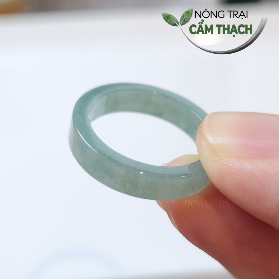 [ Nông Trại Cẩm Thạch ] Nhẫn Ngọc Cẩm Thạch Lam Ngọc, Bản Vuông Type A, Đủ Ni Tay