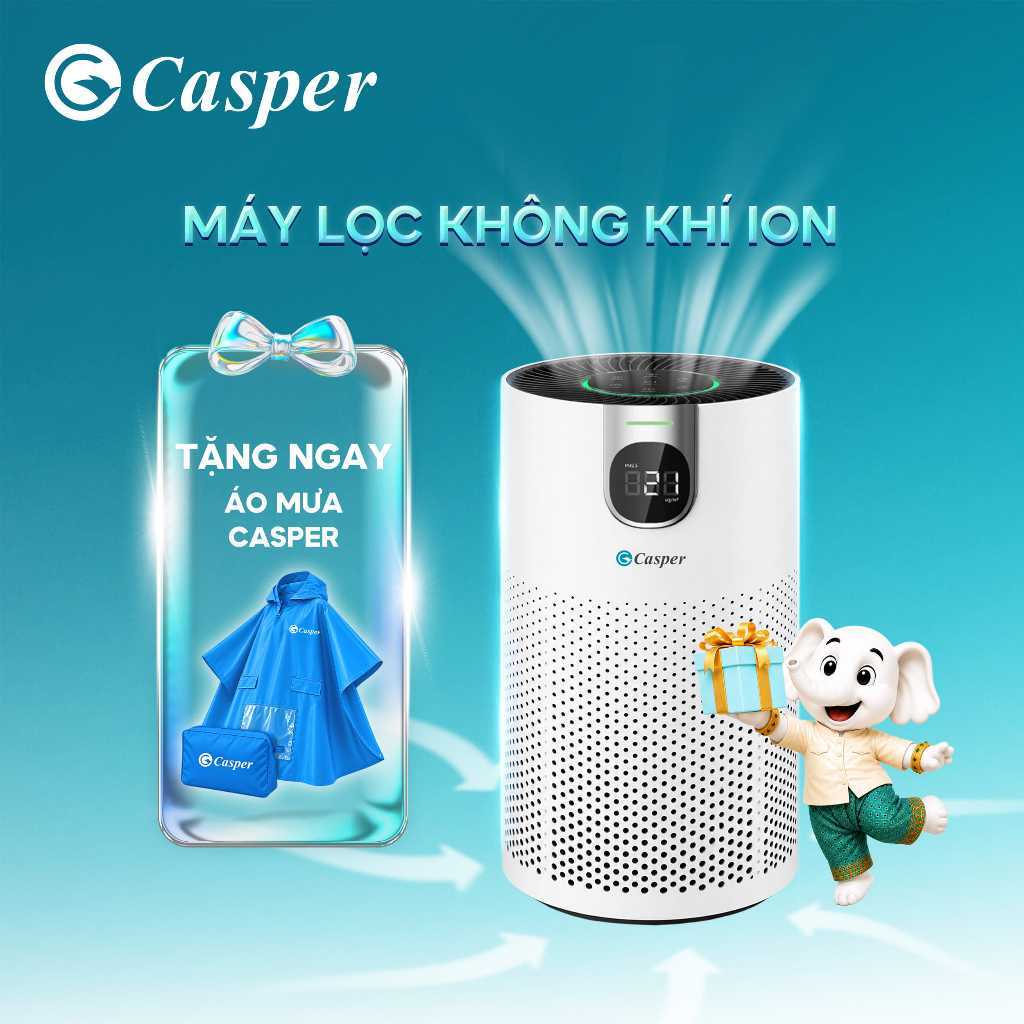 Máy lọc không khí Casper bản tiêu chuẩn/ION - HEPA Lọc bụi mịn PM0.3 - 20m2 - AP-E180M1 /AP-E180MP1 - Bảo hành 1 năm