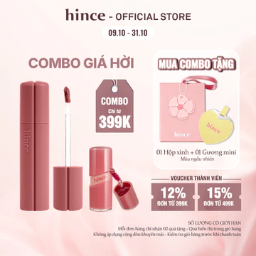 COMBO 02 Son: 01 Son tint lì Nu Blur Tint 3.8ml + 01 Son gel tint căng bóng Raw Glow Gel Tint Mini 2ml