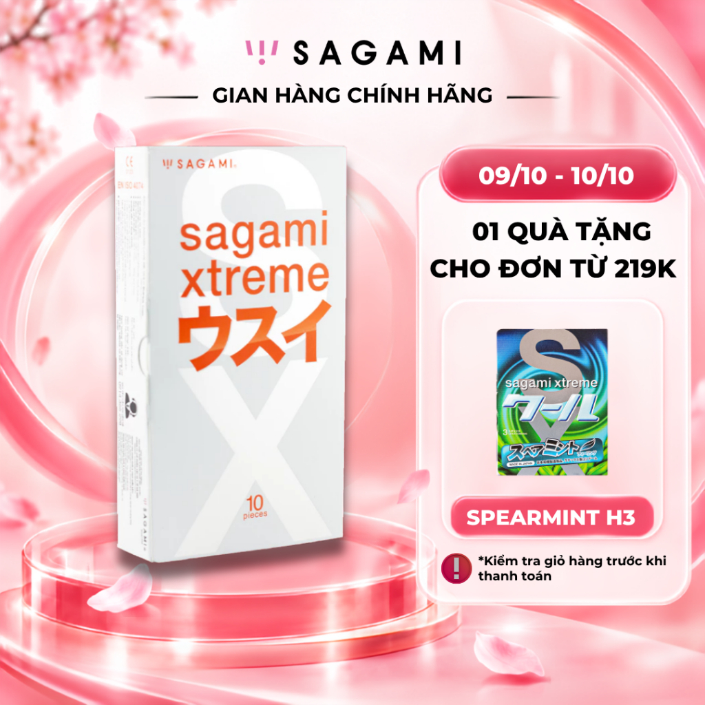 Bao cao su Sagami Xtreme Superthin - BCS latex mỏng - kiểu dáng truyền thống - 01 Hộp