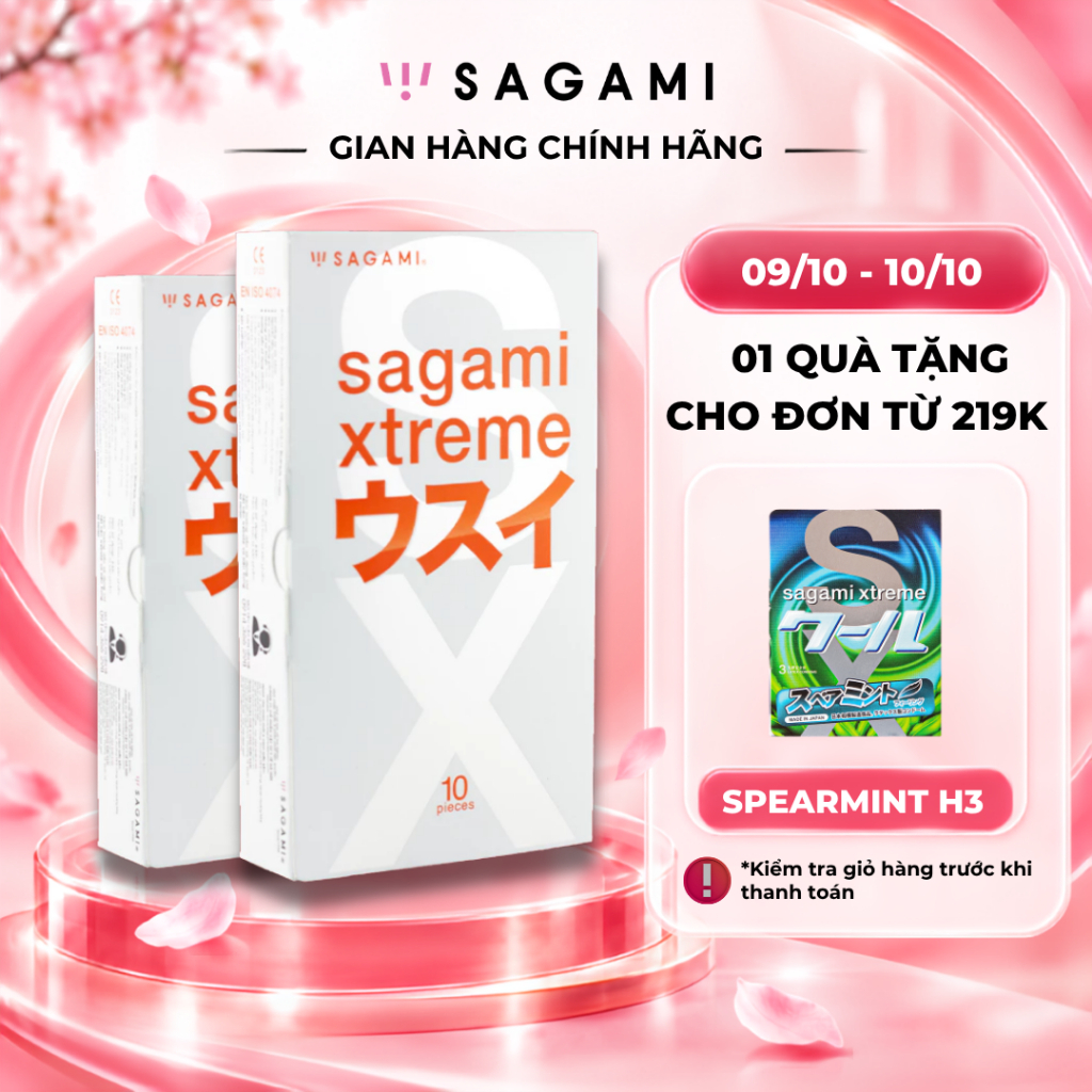 Combo 2 hộp bao cao su Sagami Superthin hộp 10 chiếc bcs mỏng kiểu truyền thống
