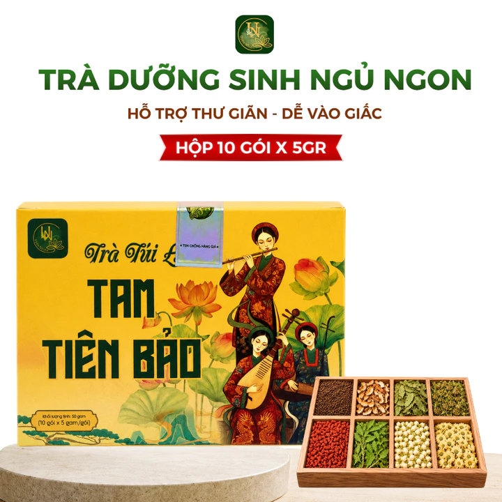 (Mua 2 tặng 1) Trà Thảo Mộc Ngủ Ngon Tam Tiên Bảo, Trà Túi Lọc Uyên Nhiên Thư Giãn, Ngủ Sâu Giấc 10 gói x 5g